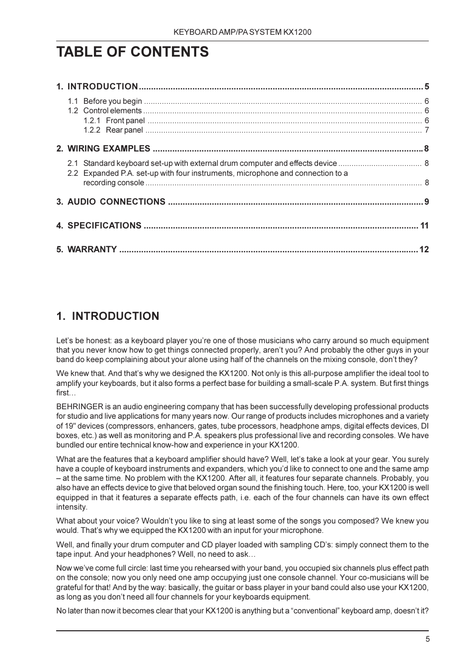 Behringer KX1200 User Manual | Page 5 / 12