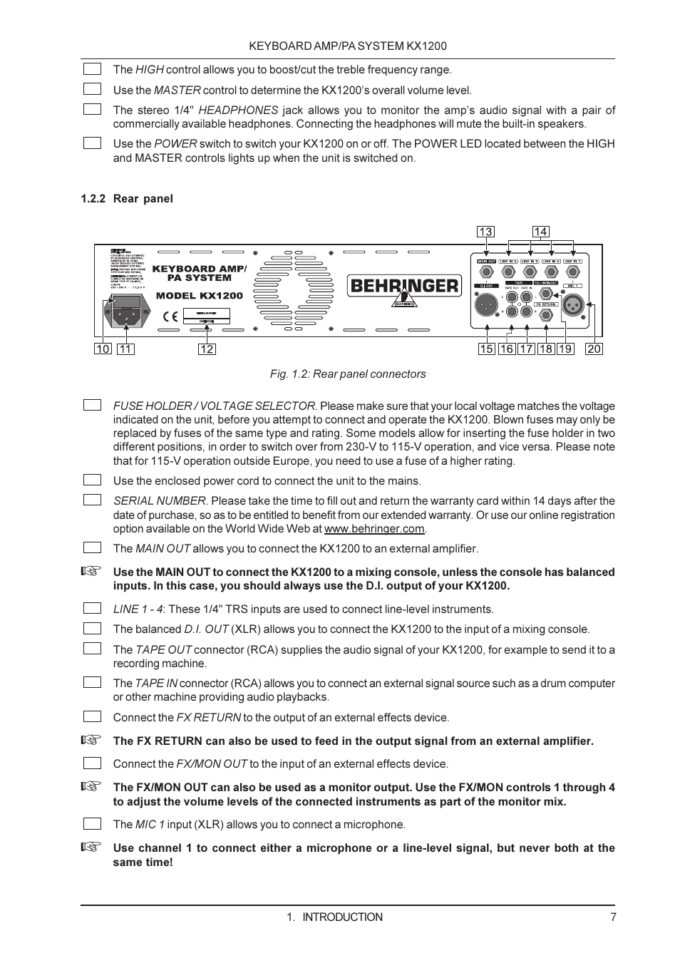 Behringer KX1200 User Manual | Page 7 / 12