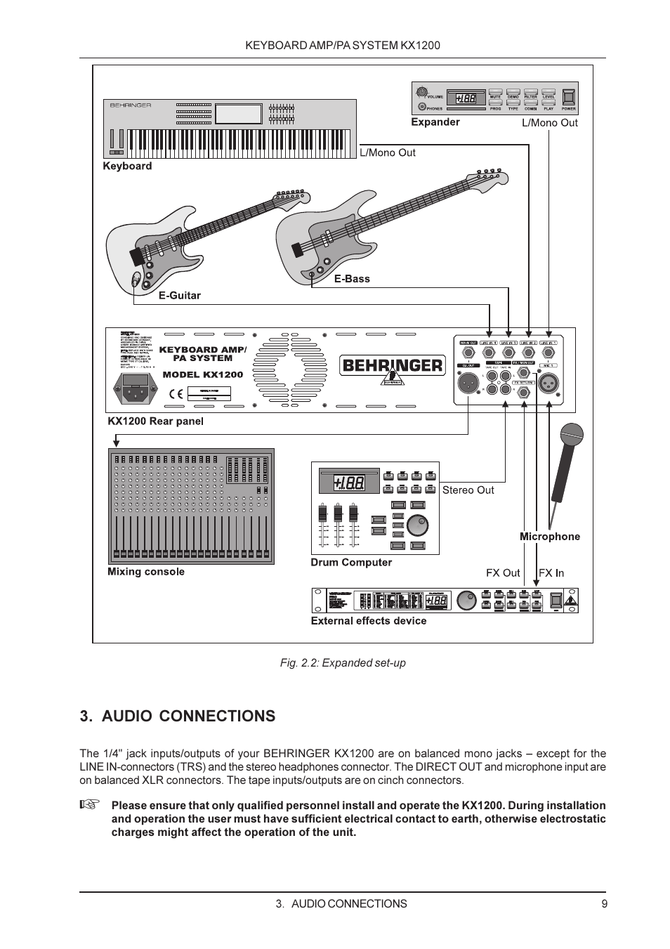 Audio connections | Behringer KX1200 User Manual | Page 9 / 12