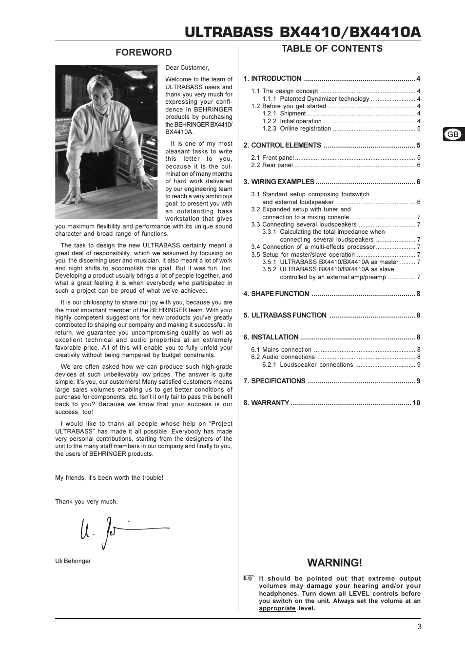 Behringer Ultrabass BX4410 User Manual | Page 3 / 10