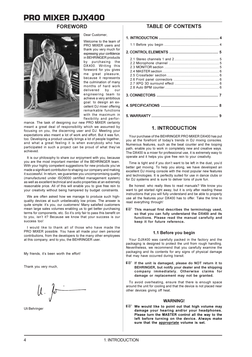 Behringer DJX400 User Manual | Page 4 / 9