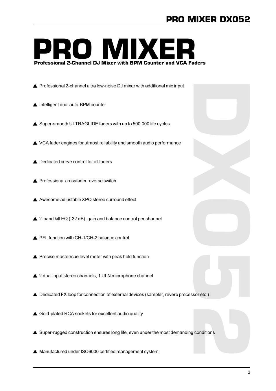 Dx052, Pro mixer | Behringer DX052 User Manual | Page 3 / 9
