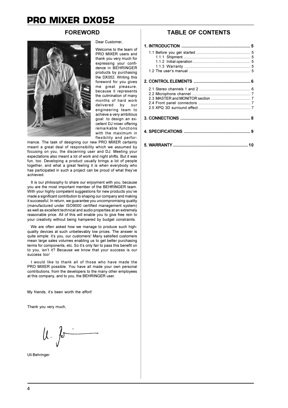 Behringer DX052 User Manual | Page 4 / 9