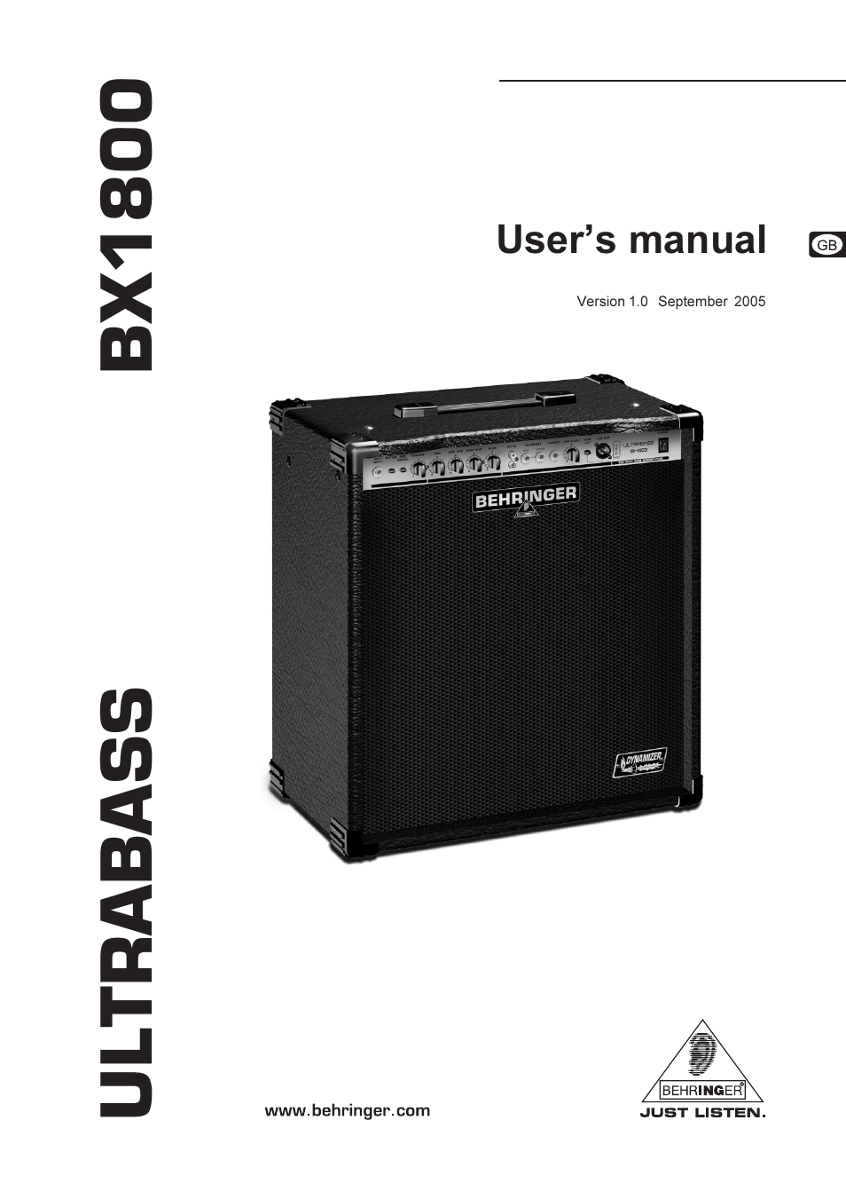 Behringer BX1800 User Manual | 8 pages