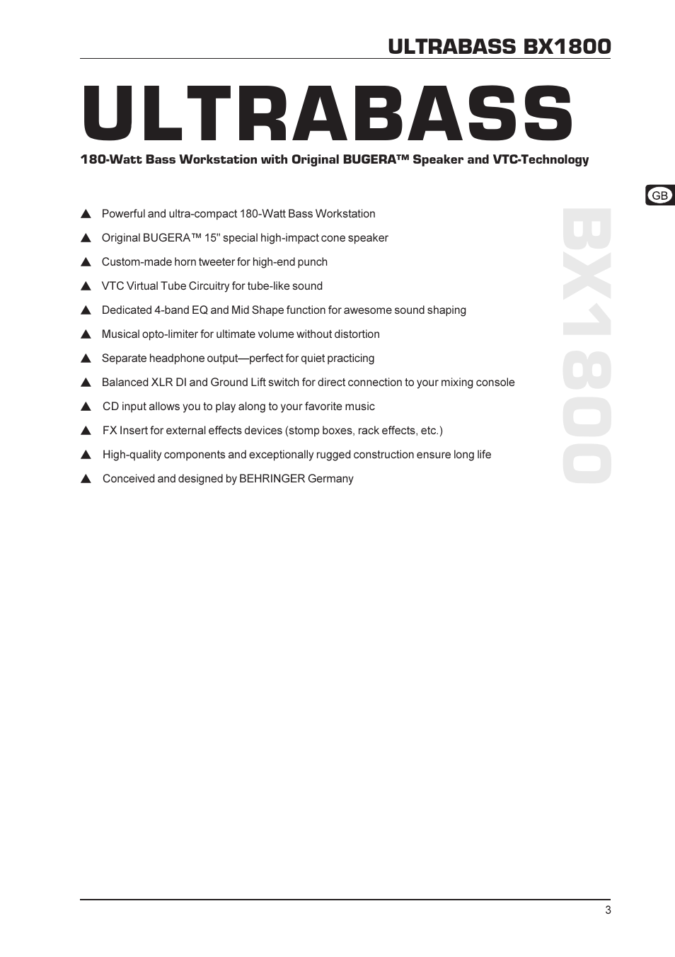 Ultrabass, Bx 1800 | Behringer BX1800 User Manual | Page 3 / 8