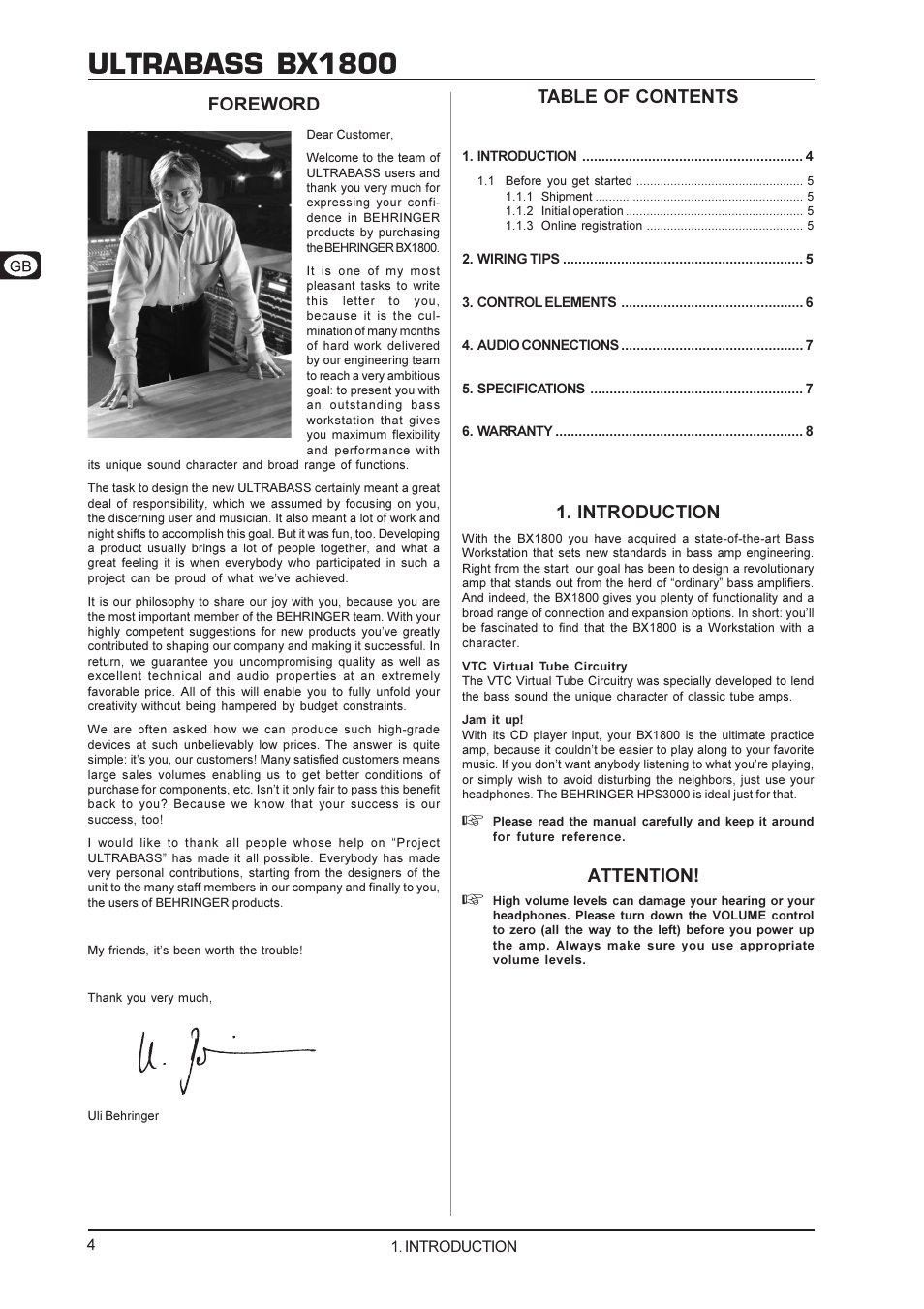 Behringer BX1800 User Manual | Page 4 / 8