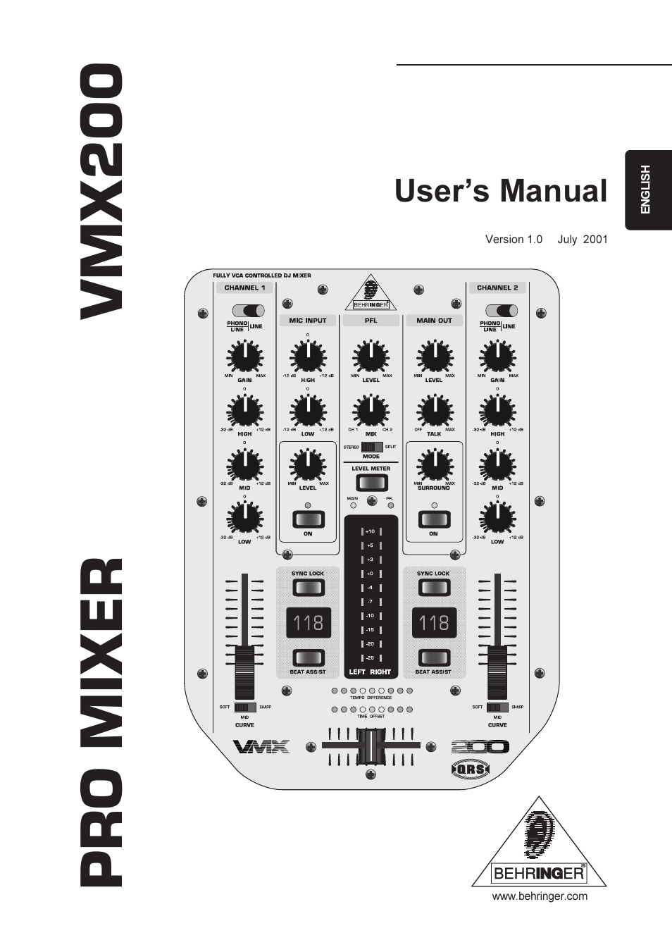 Behringer Professional 2-channel ultra low-noise DJ mixer VMX200 User Manual | 13 pages