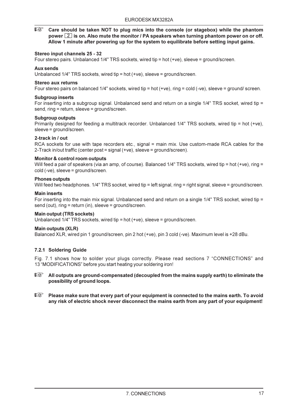Behringer MX3282A User Manual | Page 17 / 33