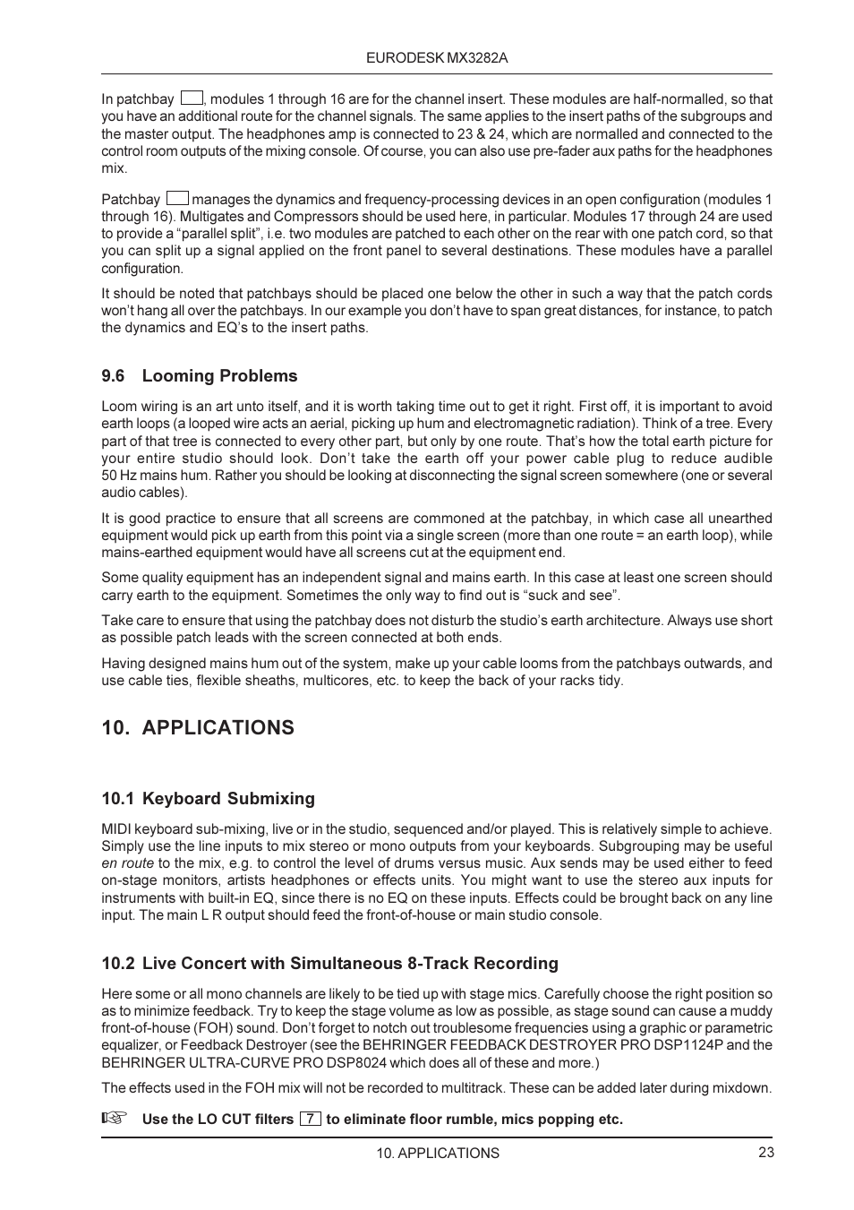 Applications | Behringer MX3282A User Manual | Page 23 / 33