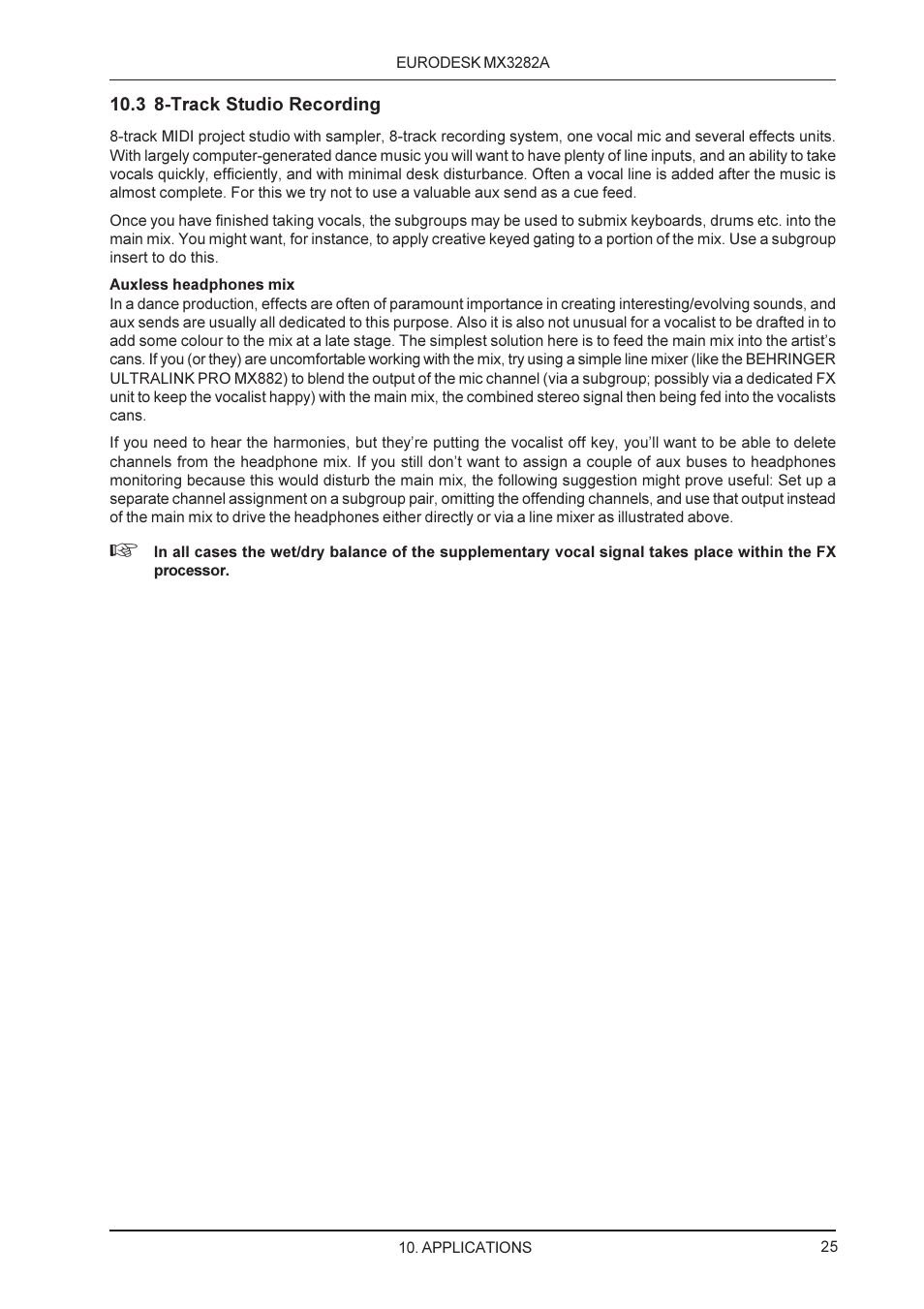 Behringer MX3282A User Manual | Page 25 / 33