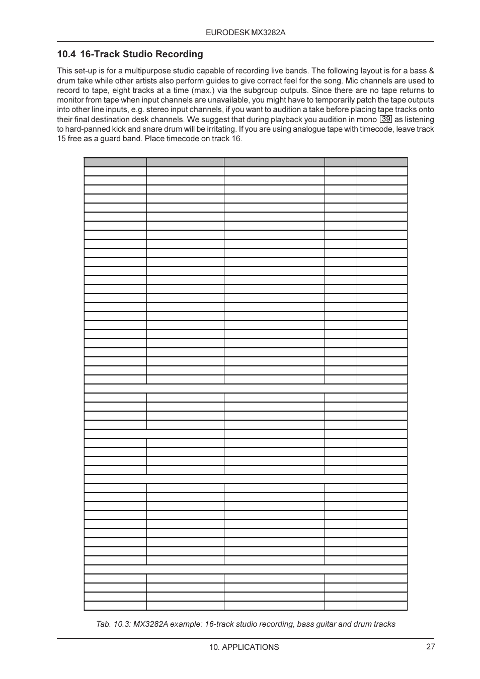 4 16-track studio recording | Behringer MX3282A User Manual | Page 27 / 33