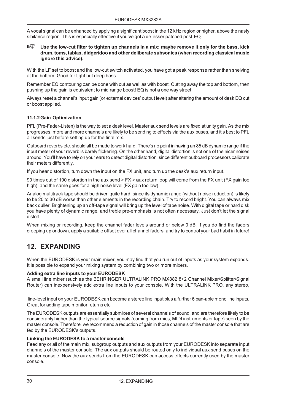 Expanding | Behringer MX3282A User Manual | Page 30 / 33