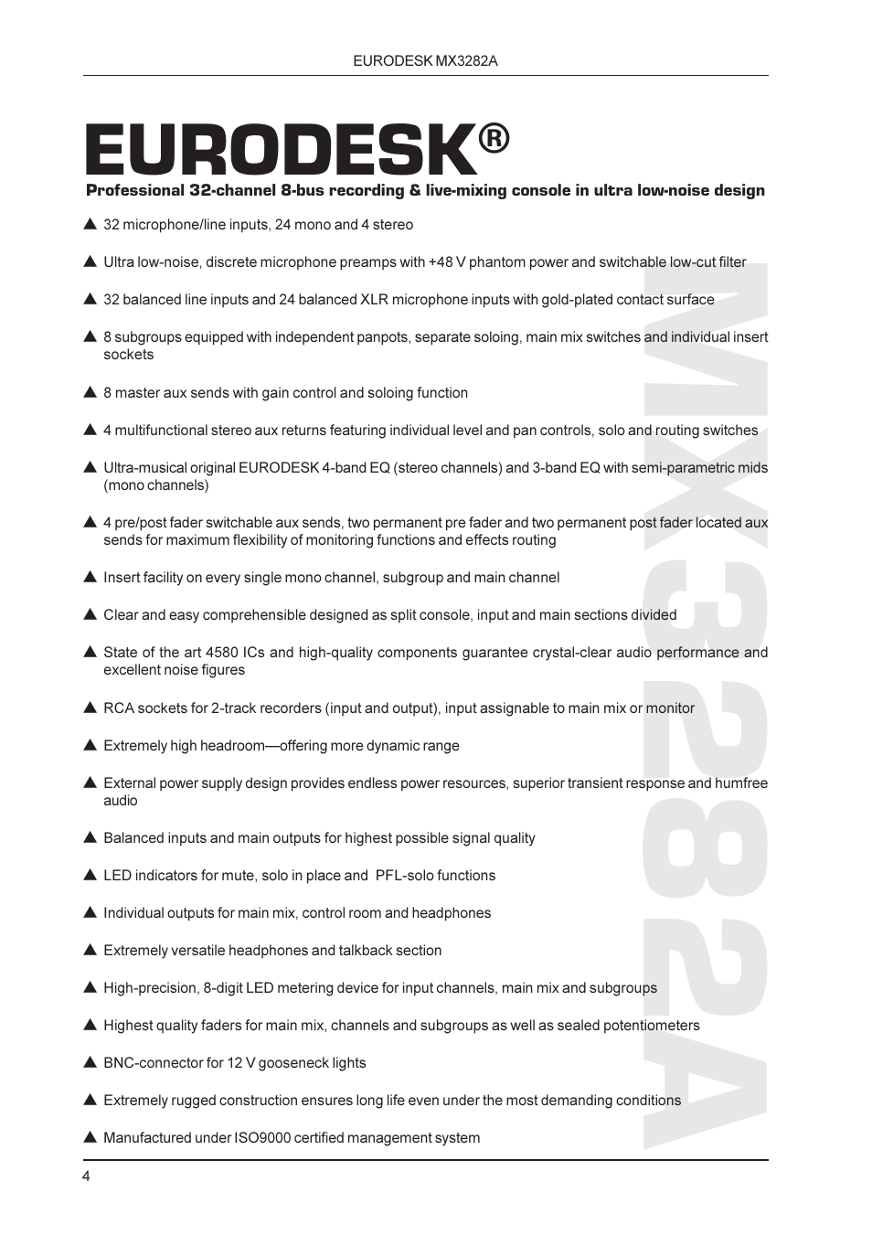 Mx3282a, Eurodesk | Behringer MX3282A User Manual | Page 4 / 33
