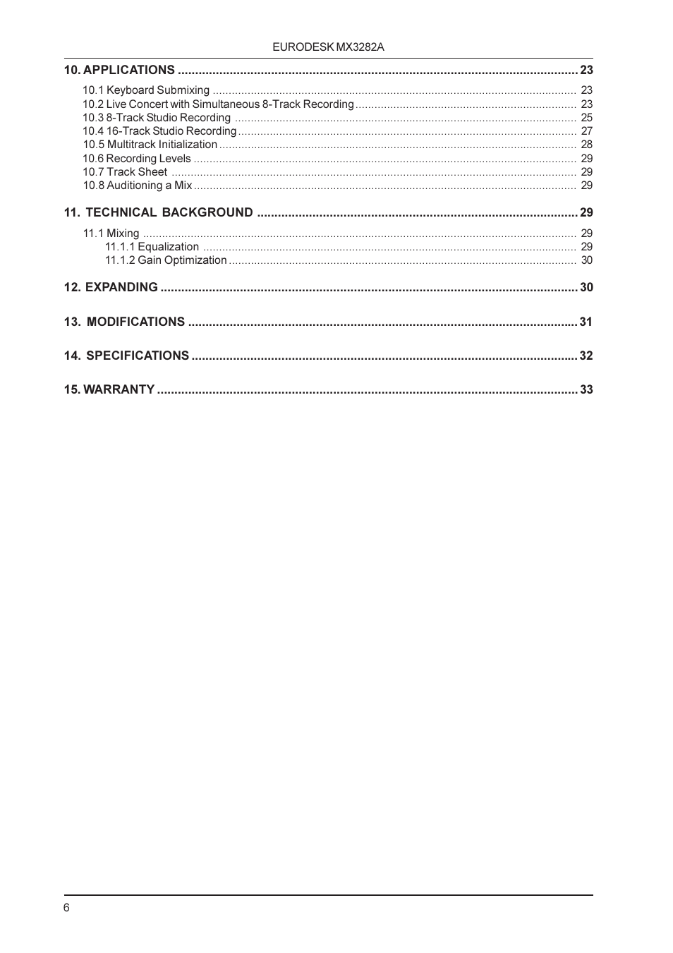 Behringer MX3282A User Manual | Page 6 / 33