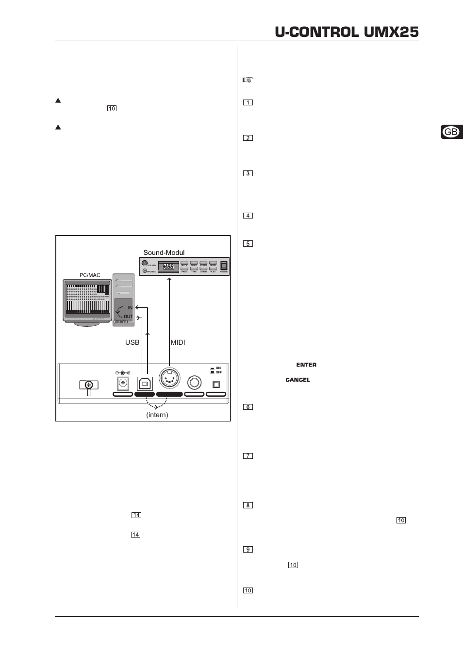 U-control umx25, Control elements and connections, 2 usb mode and stand-alone operation | Behringer U-CONTRO LUMX25 User Manual | Page 7 / 14