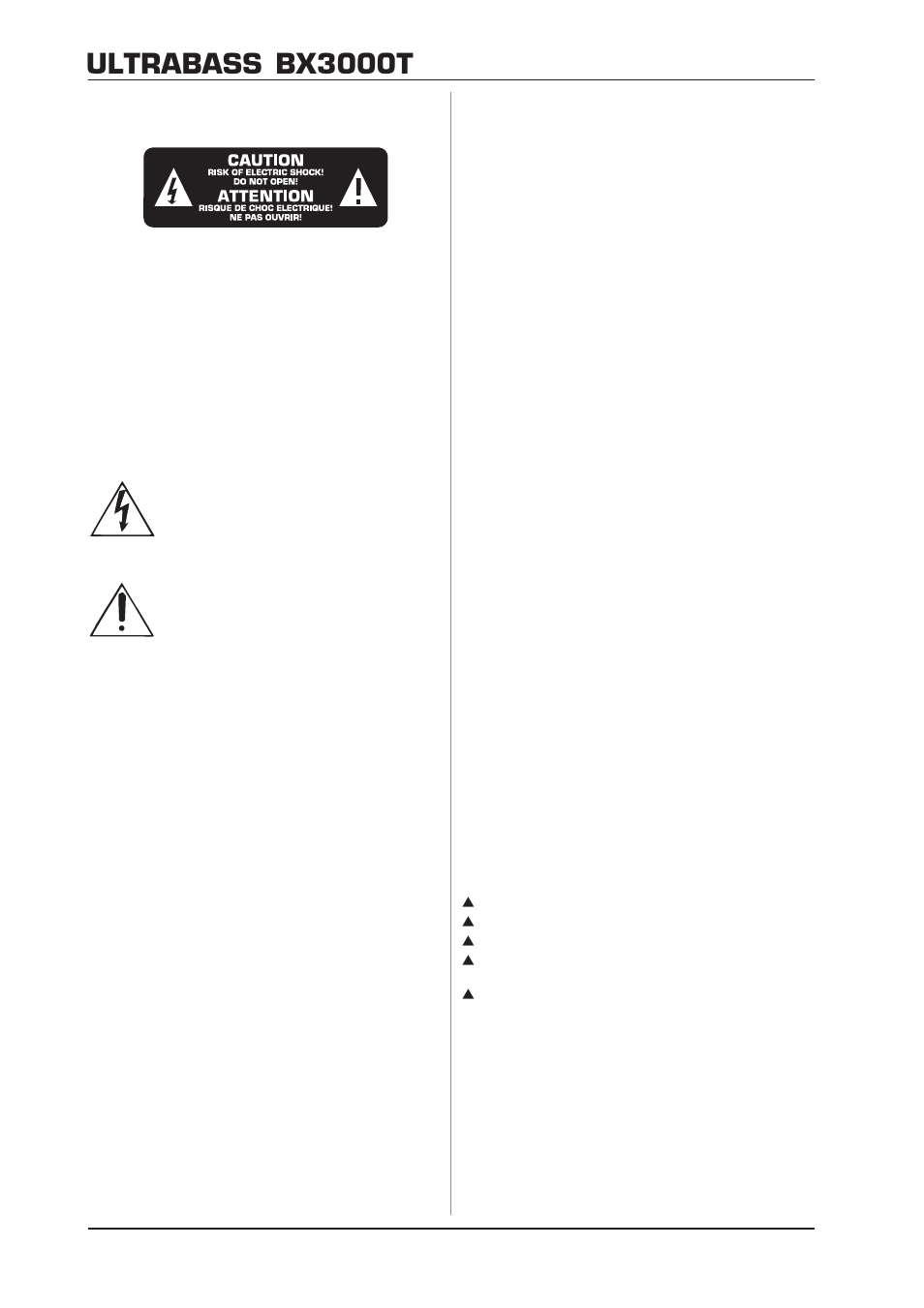 Ultrabass bx3000t, Safety instructions | Behringer BX3000T User Manual | Page 2 / 11