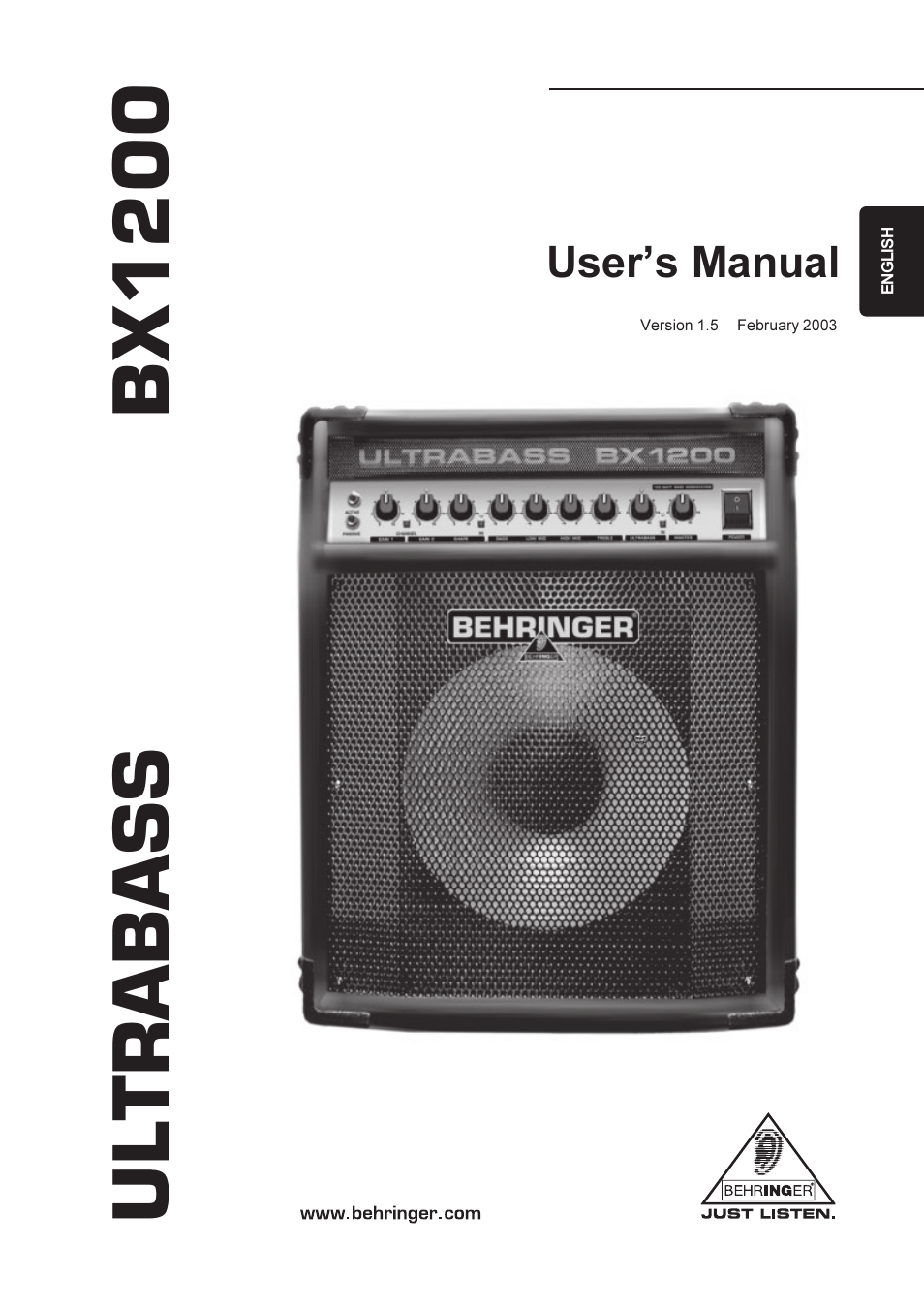 Behringer ultrabass BX1200 SPEAKERS User Manual | 10 pages