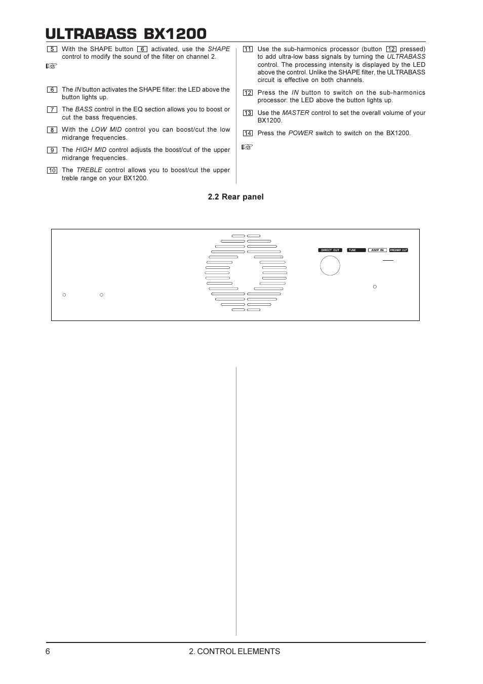 Ultrabass bx1200 | Behringer ultrabass BX1200 SPEAKERS User Manual | Page 6 / 10