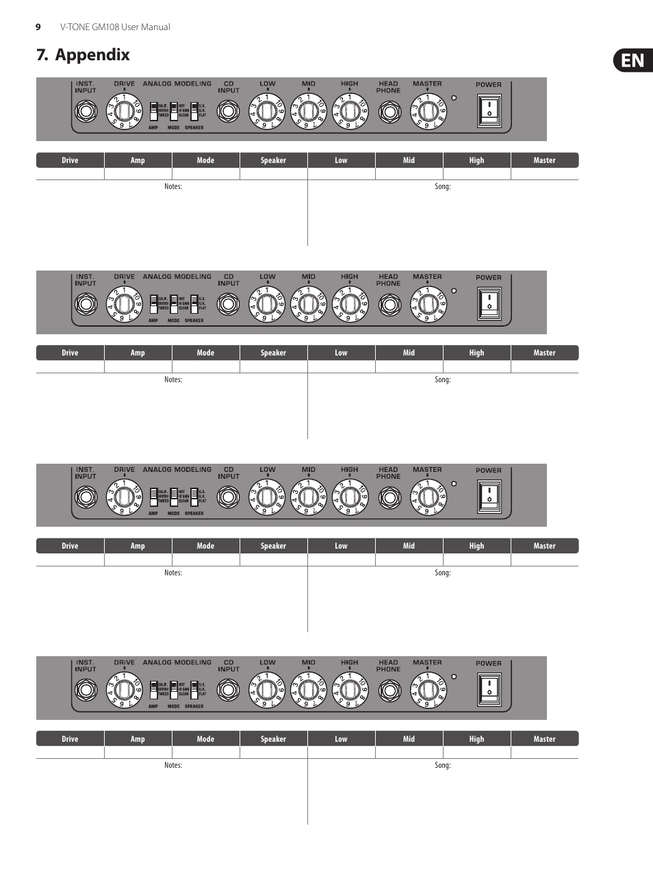 Appendix | Behringer V-Tone GM108 User Manual | Page 9 / 11