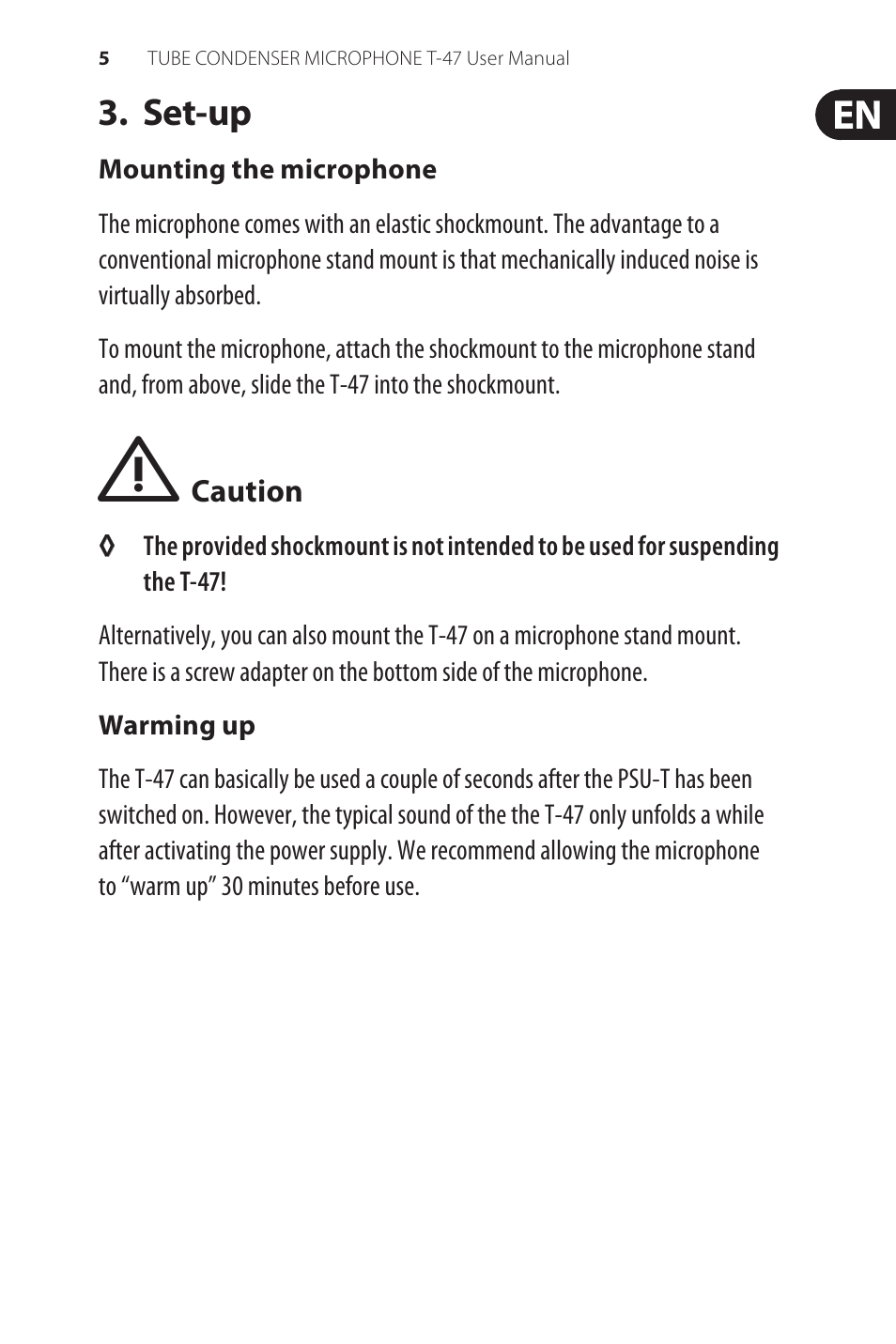 Behringer TUBE CONDENSER MICROPHONE T-47 User Manual | Page 5 / 10