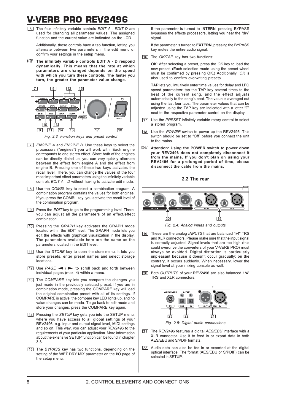 V-verb pro rev2496 | Behringer Rev2496 User Manual | Page 8 / 27