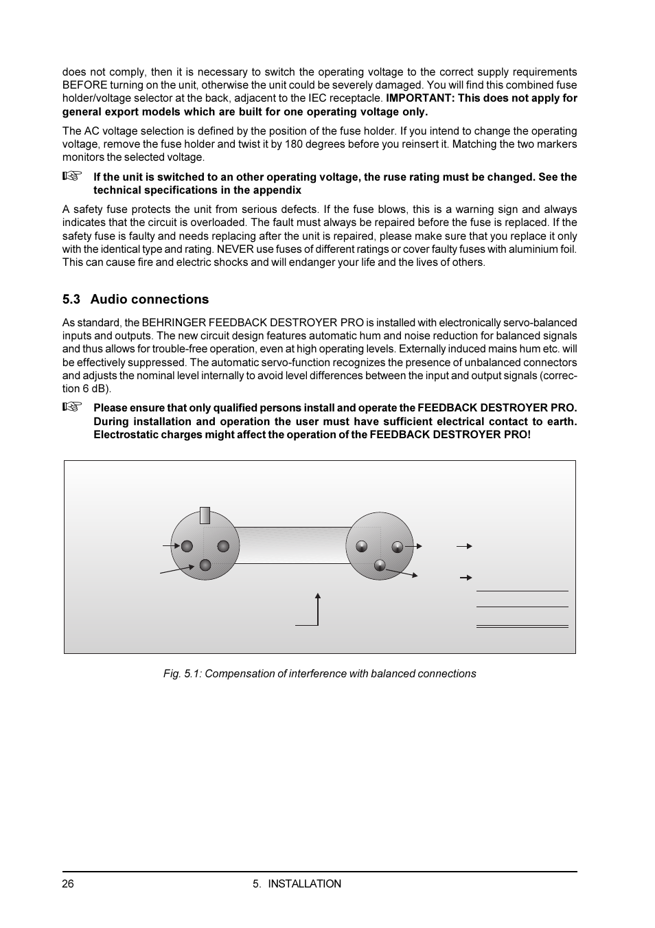 3 audio connections | Behringer Feedback Destroyer Pro DSP1100P User Manual | Page 26 / 32