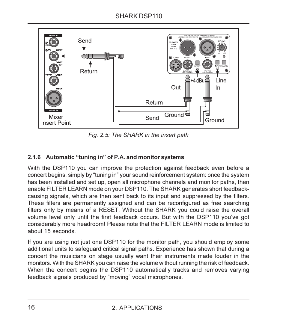 Behringer SHARK DSP110 User Manual | Page 16 / 25