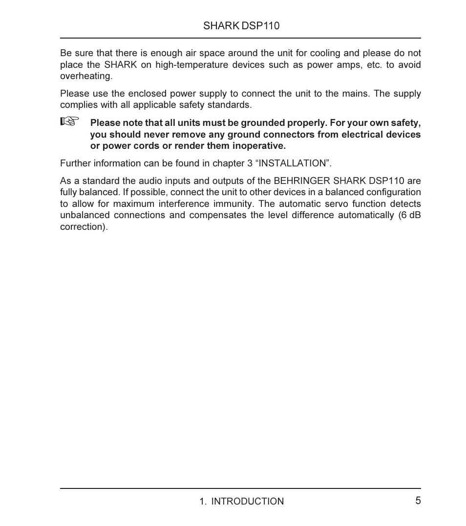 Behringer SHARK DSP110 User Manual | Page 5 / 25