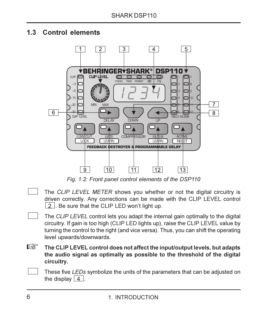 Behringer SHARK DSP110 User Manual | Page 6 / 25