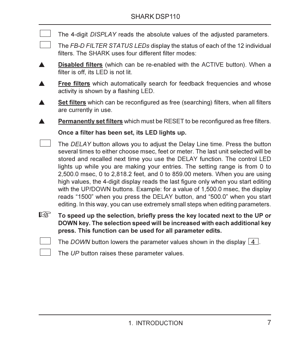 Behringer SHARK DSP110 User Manual | Page 7 / 25