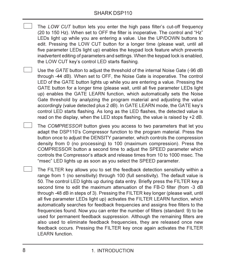 Behringer SHARK DSP110 User Manual | Page 8 / 25