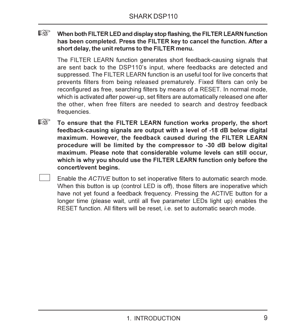 Behringer SHARK DSP110 User Manual | Page 9 / 25