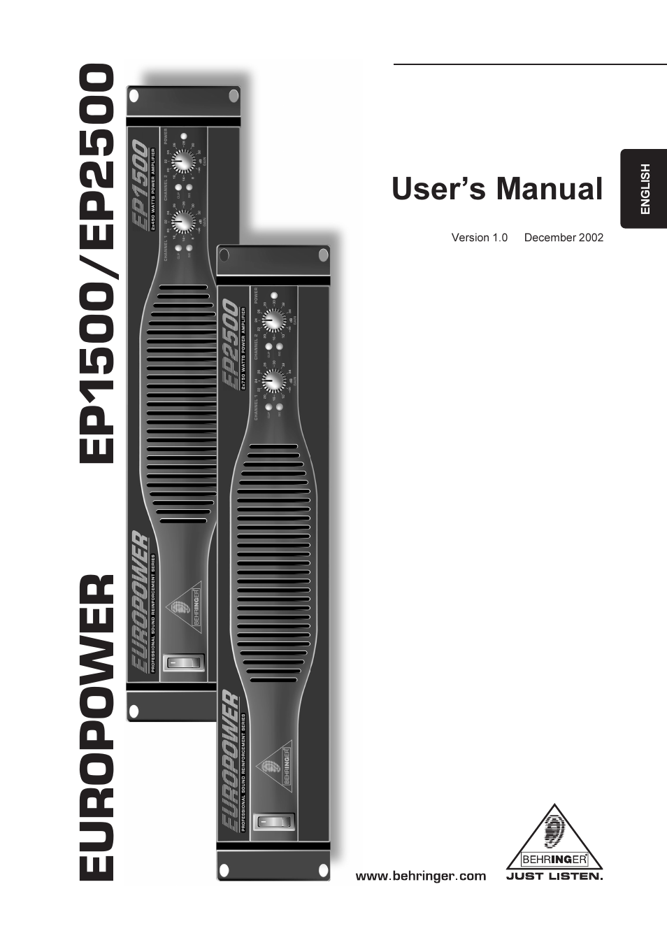 Behringer EP1500 User Manual | 12 pages