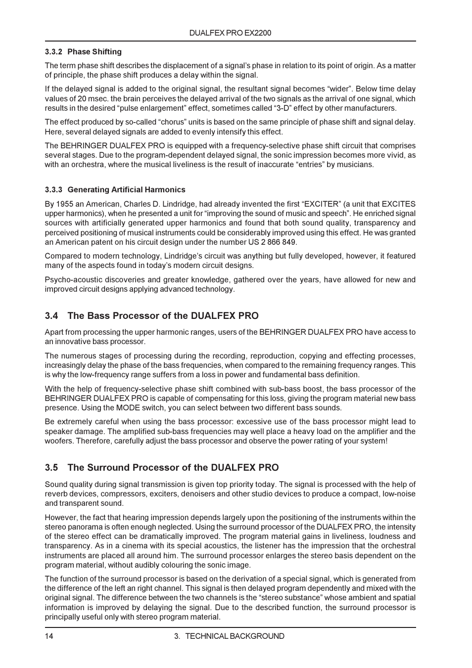 Behringer EX2200 User Manual | Page 14 / 17