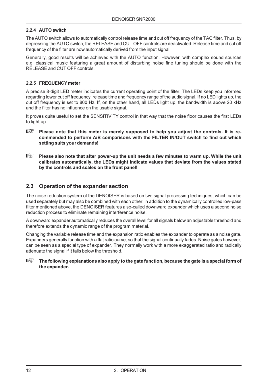 Behringer SNR2000 User Manual | Page 12 / 26