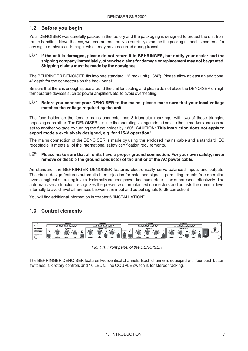 Behringer SNR2000 User Manual | Page 7 / 26