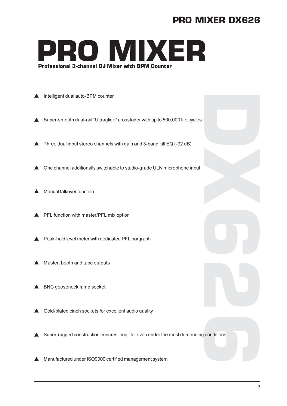 Dx626, Pro mixer | Behringer DX626 User Manual | Page 3 / 8