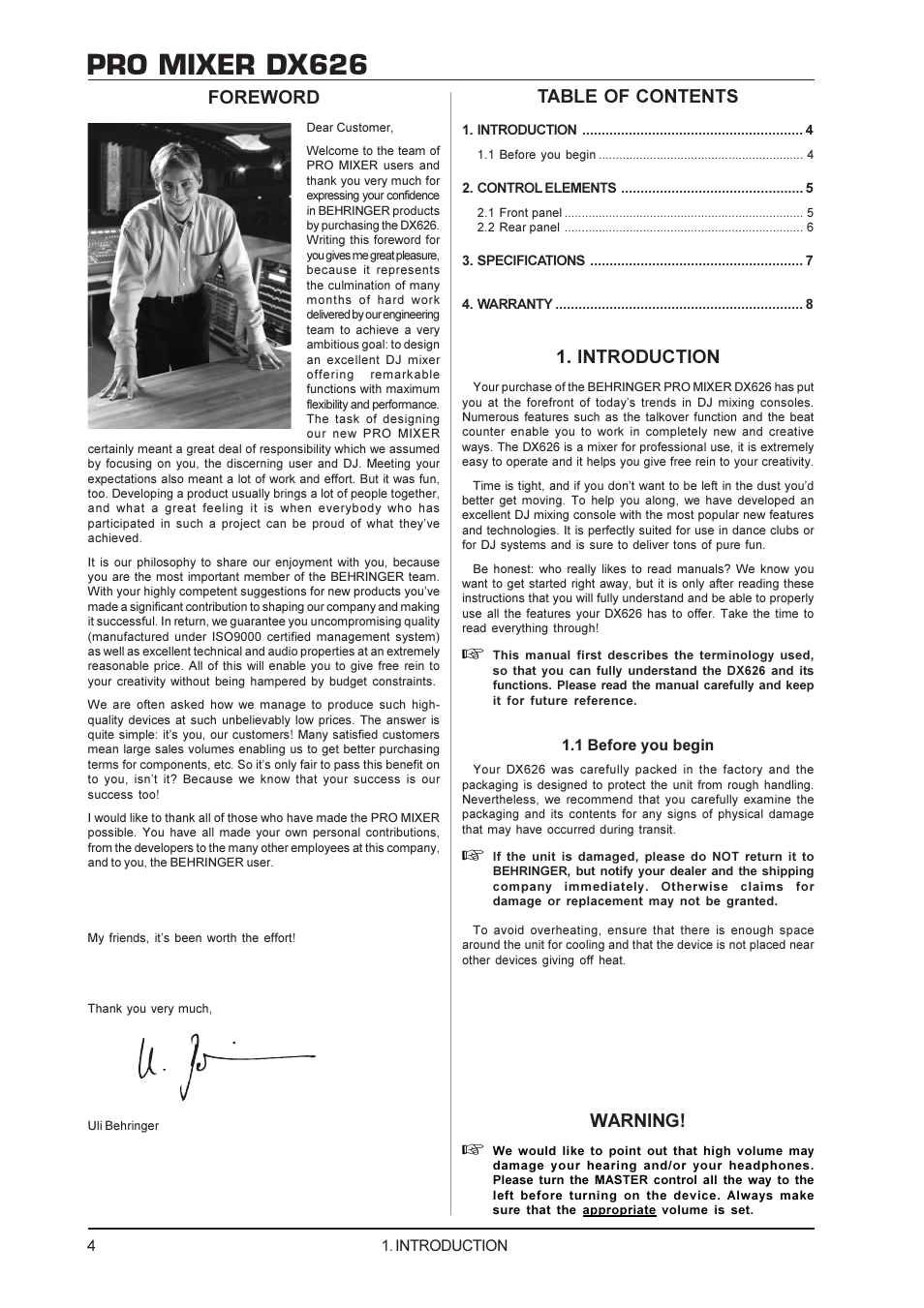 Behringer DX626 User Manual | Page 4 / 8