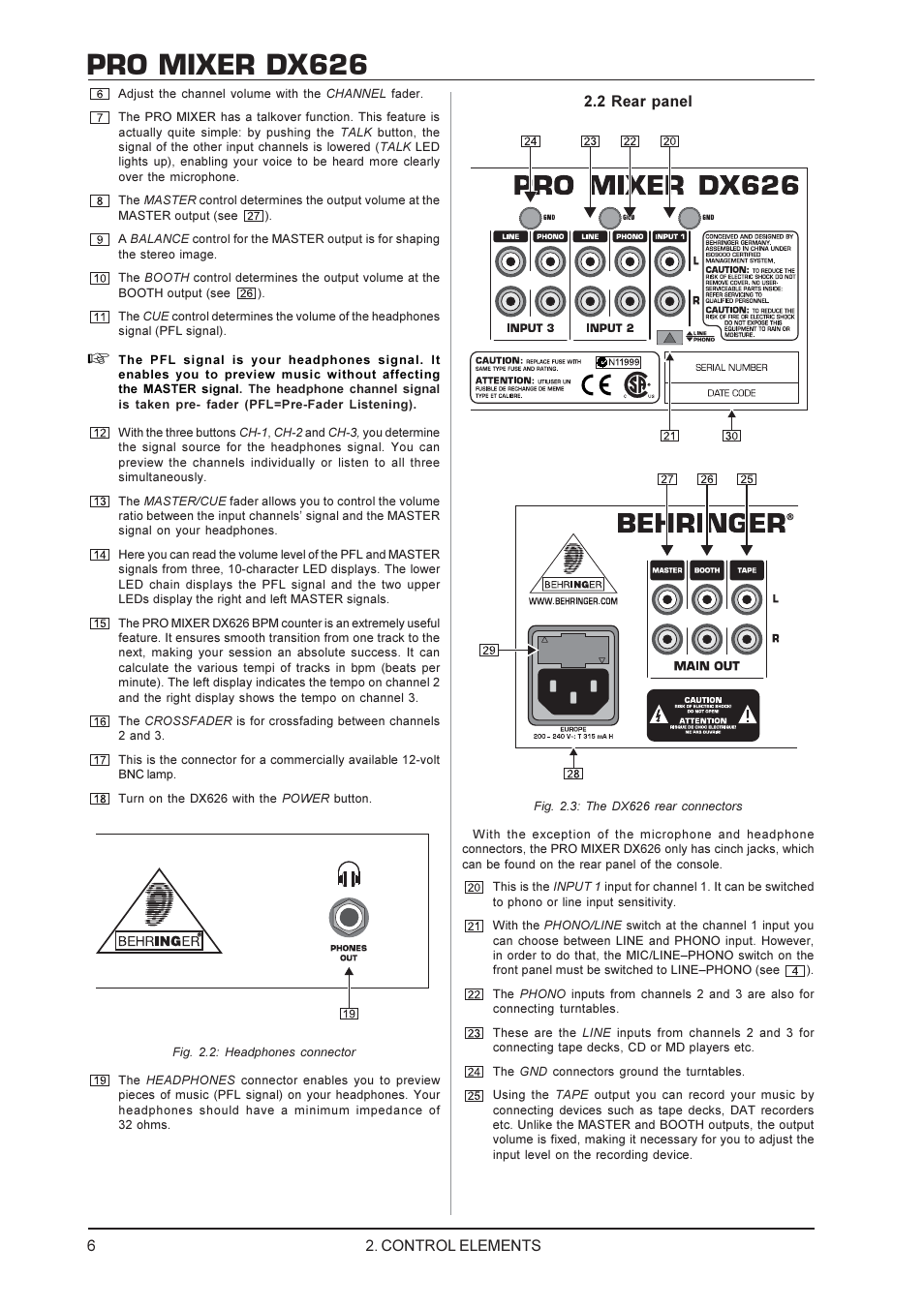 Pro mixer dx626 | Behringer DX626 User Manual | Page 6 / 8