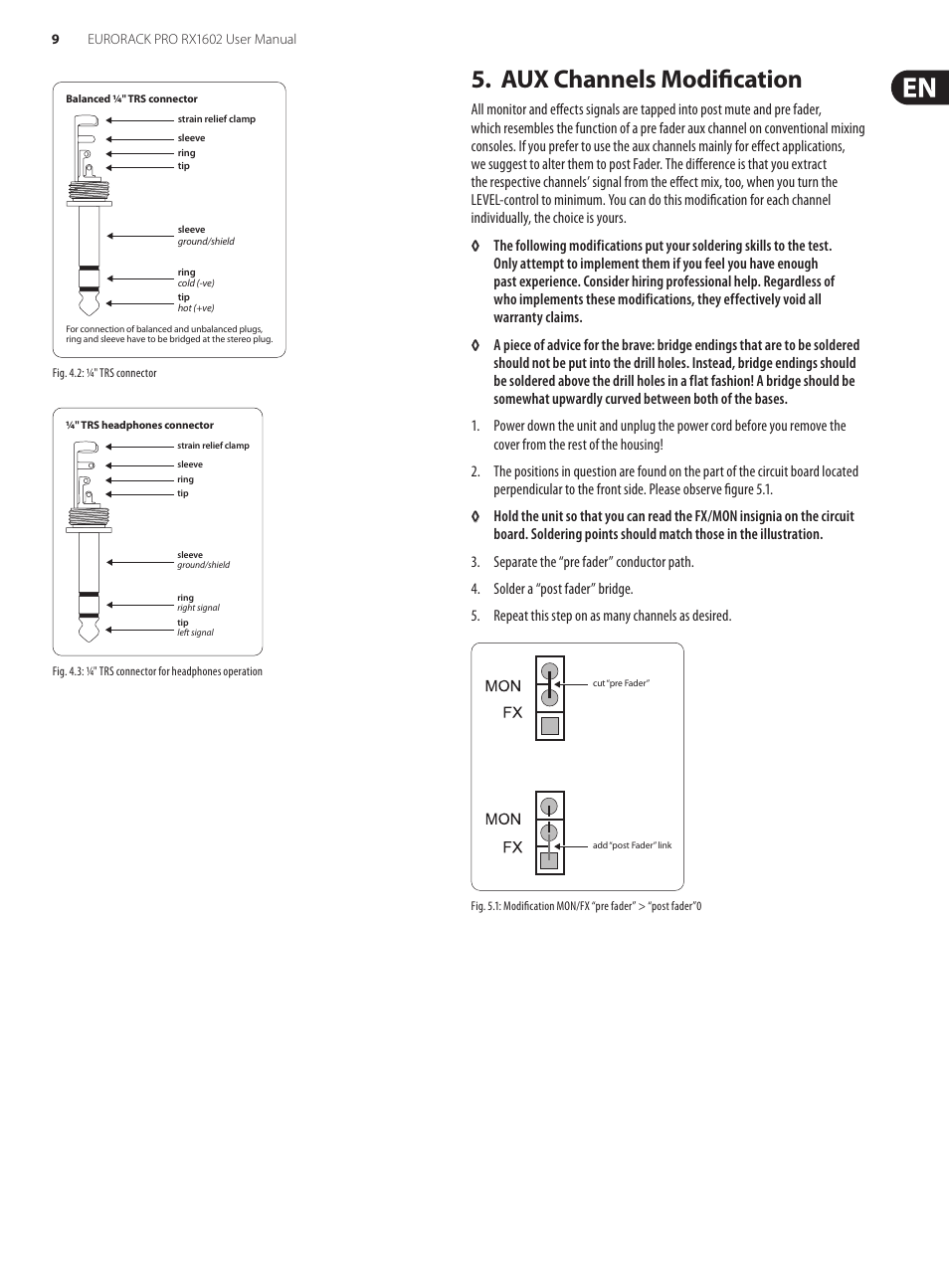 Aux channels modification | Behringer Eurorack Pro RX1602 User Manual | Page 9 / 11