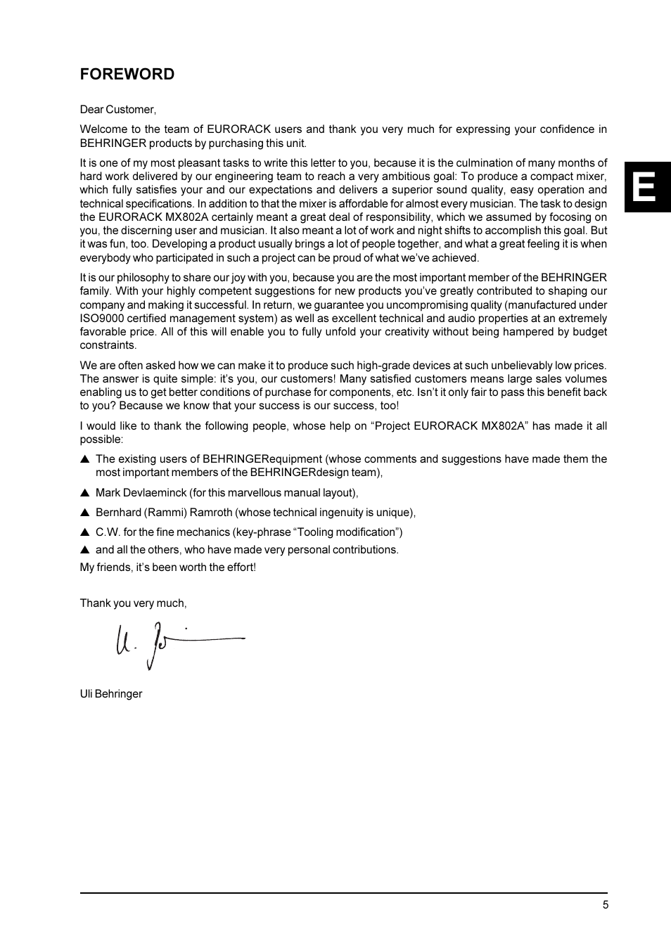 Foreword | Behringer Eurorack User Manual | Page 5 / 18