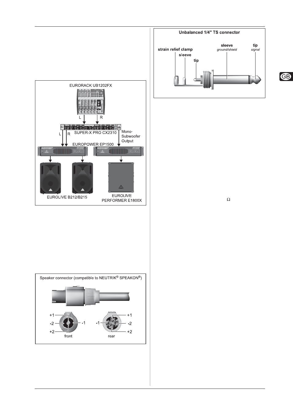 3 stereo operation with a subwoofer, Installation, Specifications | Behringer B212 User Manual | Page 7 / 8
