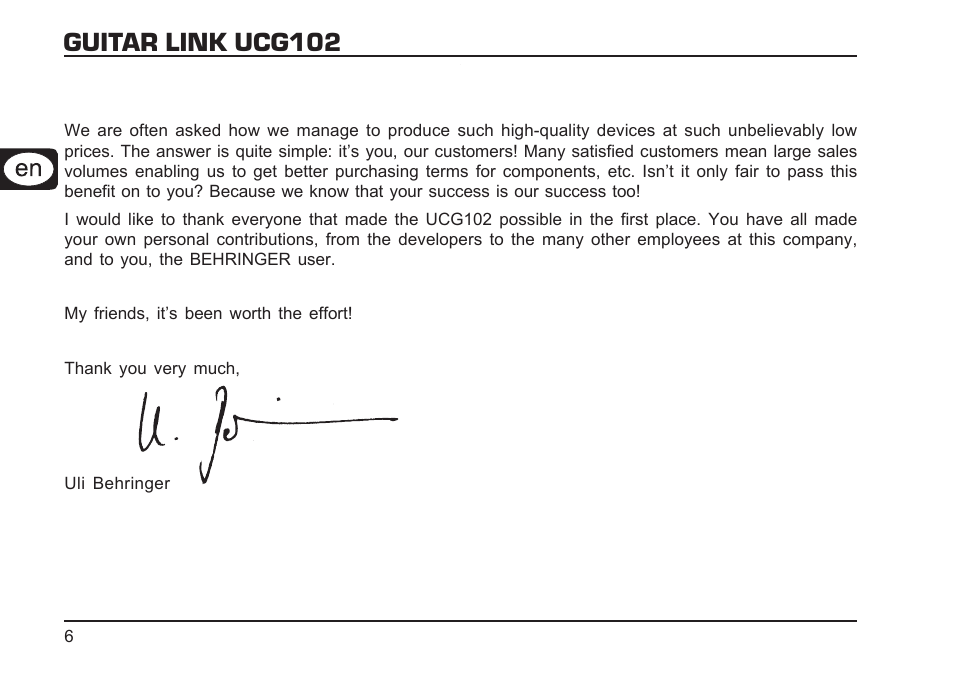 Guitar link ucg102 | Behringer GUITAR LINK UCG102 User Manual | Page 6 / 26