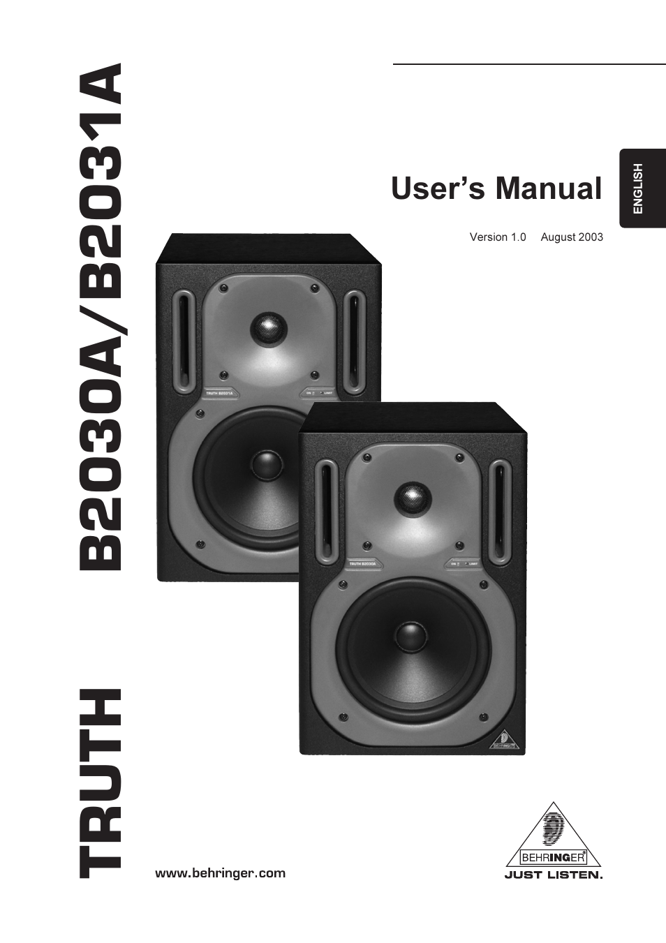 Behringer B2030A User Manual | 9 pages