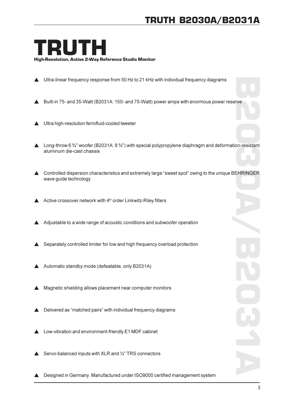 Truth | Behringer B2030A User Manual | Page 3 / 9