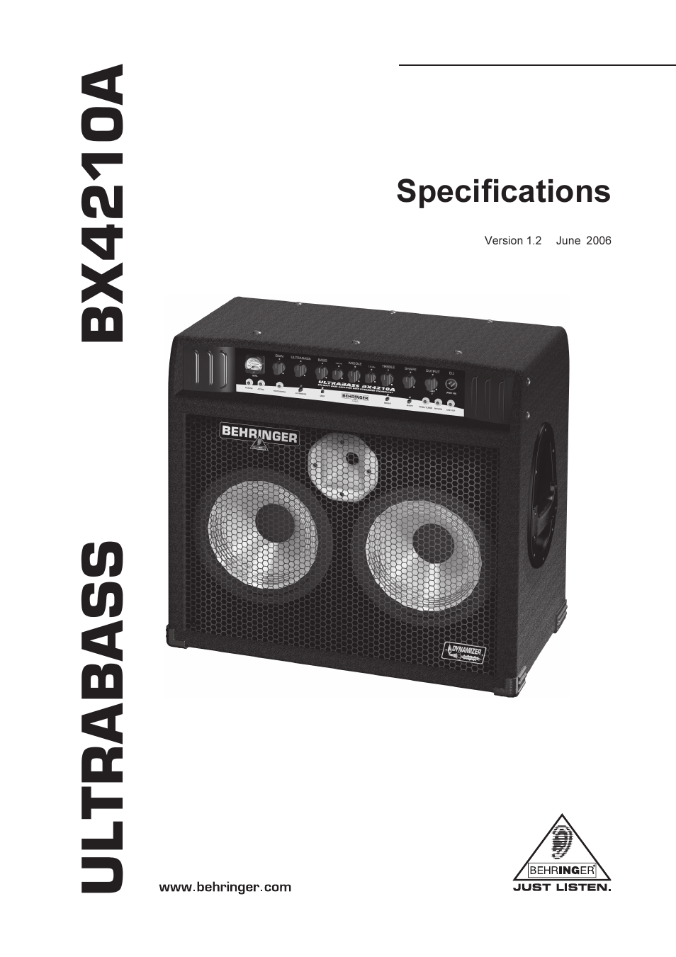 Behringer ULTRABASS450-Watt Bass Workstation BX4210A User Manual | 3 pages