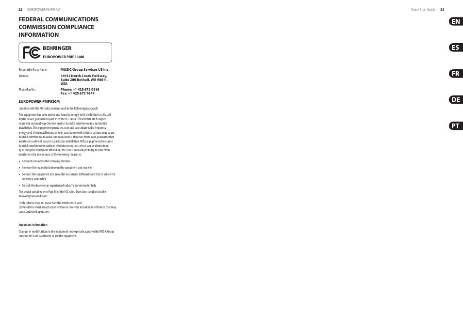 Behringer EUROPOWER PMP530M User Manual | Page 12 / 13