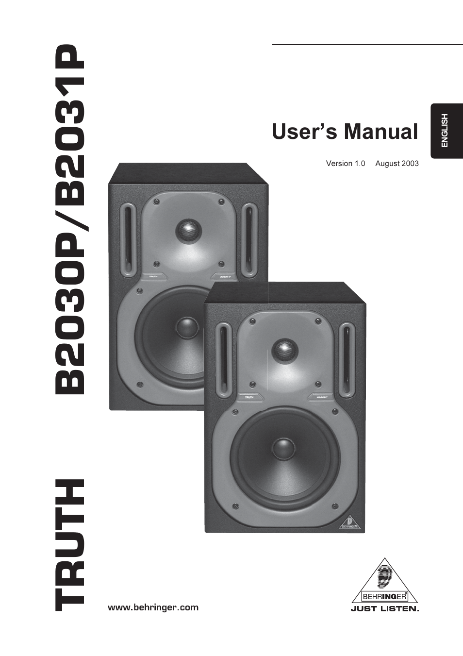 Behringer TRUTH B2031P User Manual | 8 pages