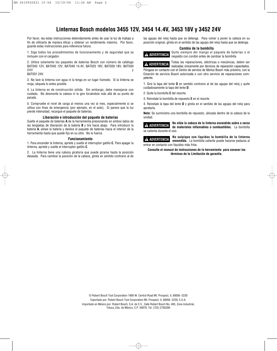 Bosch 3455 12V User Manual | Page 2 / 2