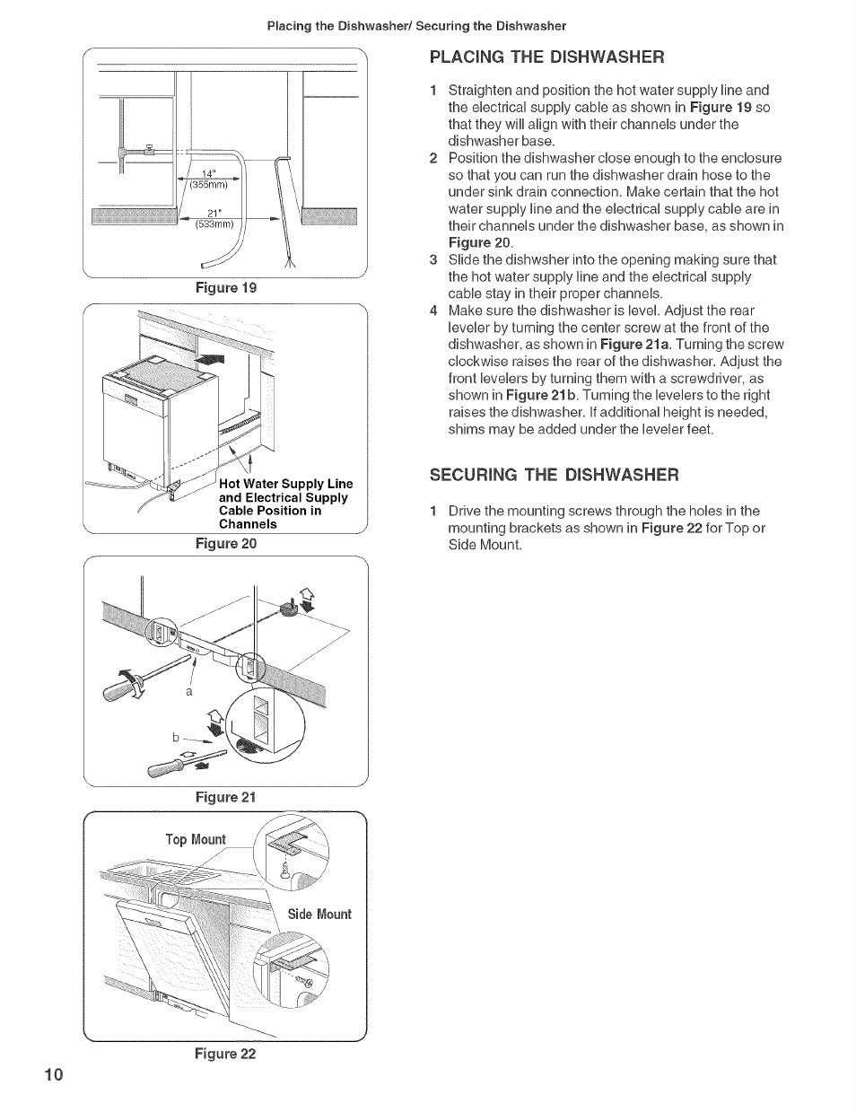 Placing the dishwasher, Securing the dishwasher | Bosch SHE660 User Manual | Page 11 / 21